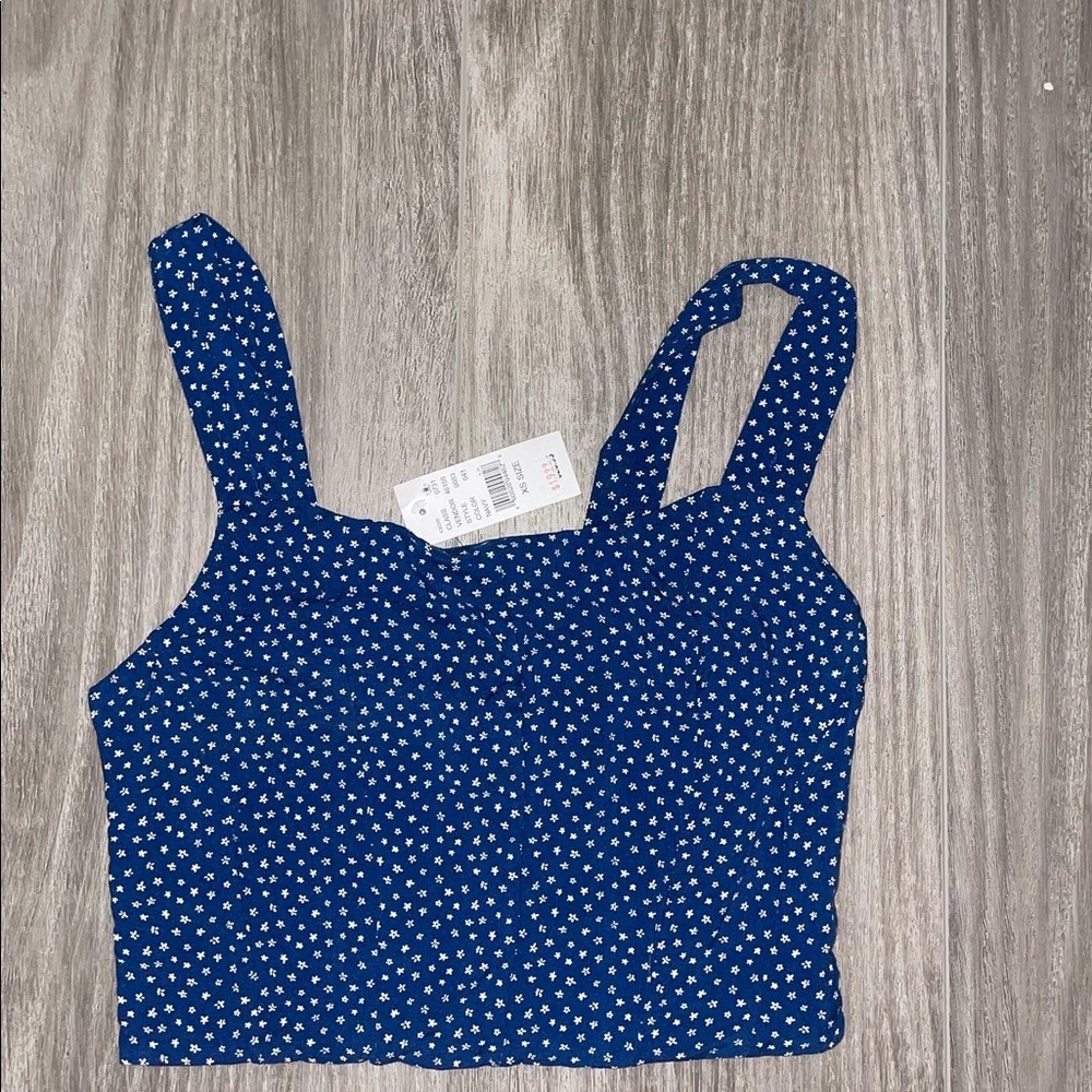 Pacsun Blue Floral Square Neck Tank Top